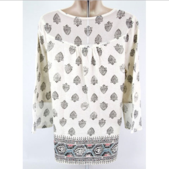 Lucky Brand Paisley Bell Sleeve Printed Blouse - Picture 6 of 8